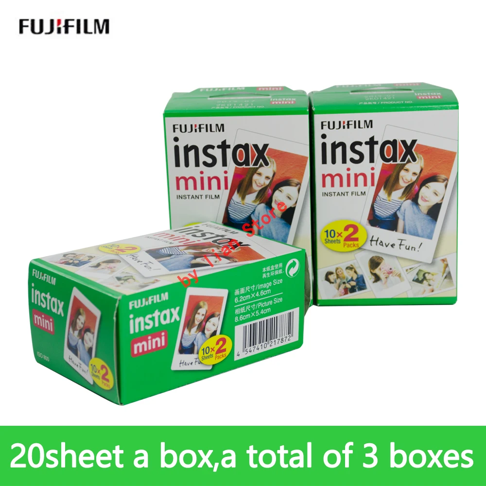 60 sheets Fujifilm instax mini 9 8 films 3 inches white ...
