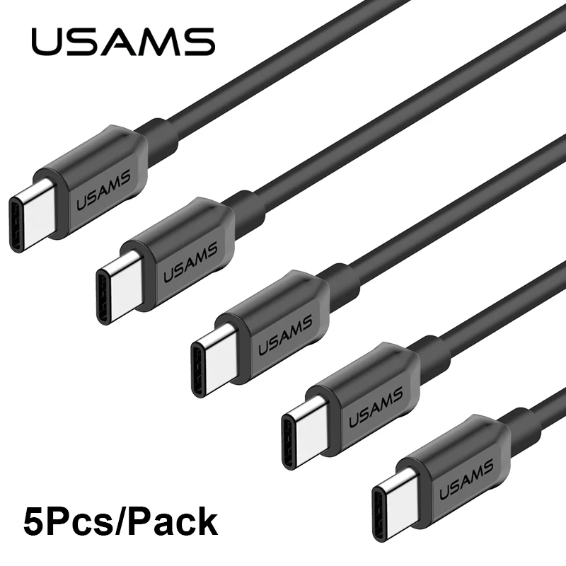 5 unids/lote USAMS USB tipo C Cable de tipo C para Samsung Gaxaly S8 S9 USB-C Cable cargador para oneplus 2 3 4 5 6