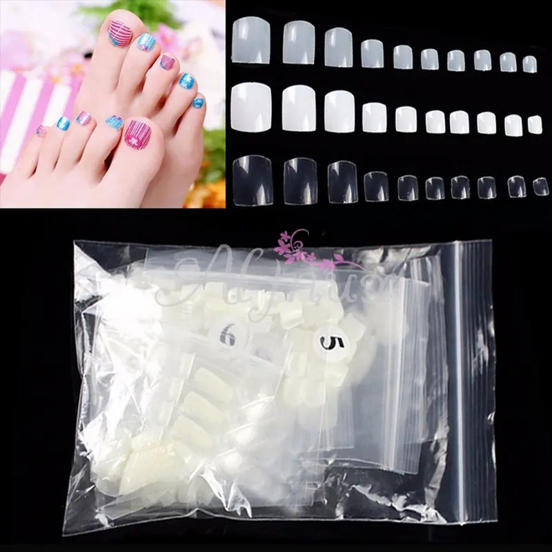 500pcs Natural/white/clear Acrylic Toe False Nails Tips Round Nail Art