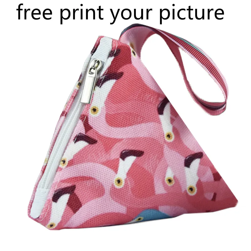 

Coin purse DIY print photo picture customized handbag original design canvas wallet triangle dice strap small handbag wallet