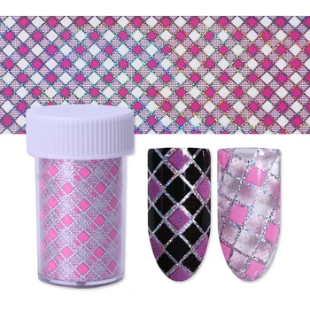 

4*120cm Plaid sparkly Nail Foil Nail Art Transfer Sticker Tips Decoration
