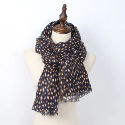 Модный Леопардовый шарф женский красивый дизайн большие размеры Роскошные кашемировые женские зимние теплые шарфы шали W34 - Цвет: navy blue
