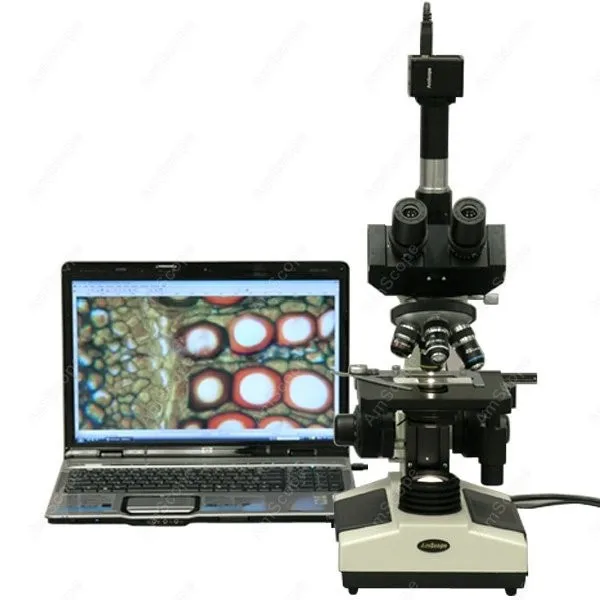 생물 화합물 현미경-amscope 40x-1600x 의사 수의학 클리닉 생물 화합물 현미경 + 1.3mp 카메라 T390A-M
