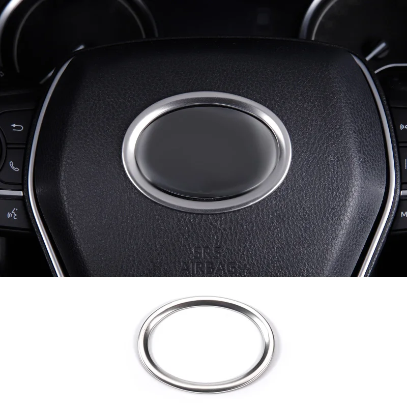 Накладка на руль автомобиля из нержавеющей стали, круглая блестящая накладка, наклейка, внутреннее литье для Toyota Camry, аксессуары - Название цвета: B Silver