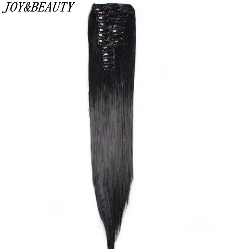

JOY&BEAUTY 24inch 200g Long Straight 22 Clips in False Hair Styling Synthetic Hair Extensions Hairpiece 12pcs/set 10 Color