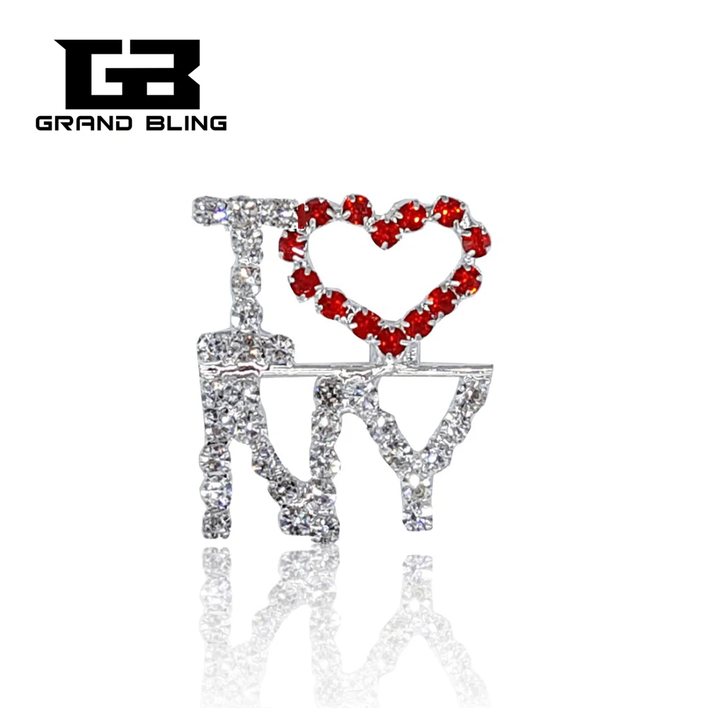 

"I Love New York " Lapel Pin Rhinestone Brooch Jewelry FREE SHIPPING!!!