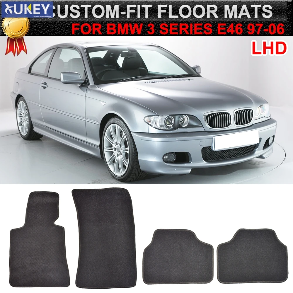

For BMW 3 Series E46 LHD 1998 1999 2000 2001 2002 2003 2004 2005 2006 Custom Car Floor Mat Mats Nylon Rubber Backing Liner 4pcs