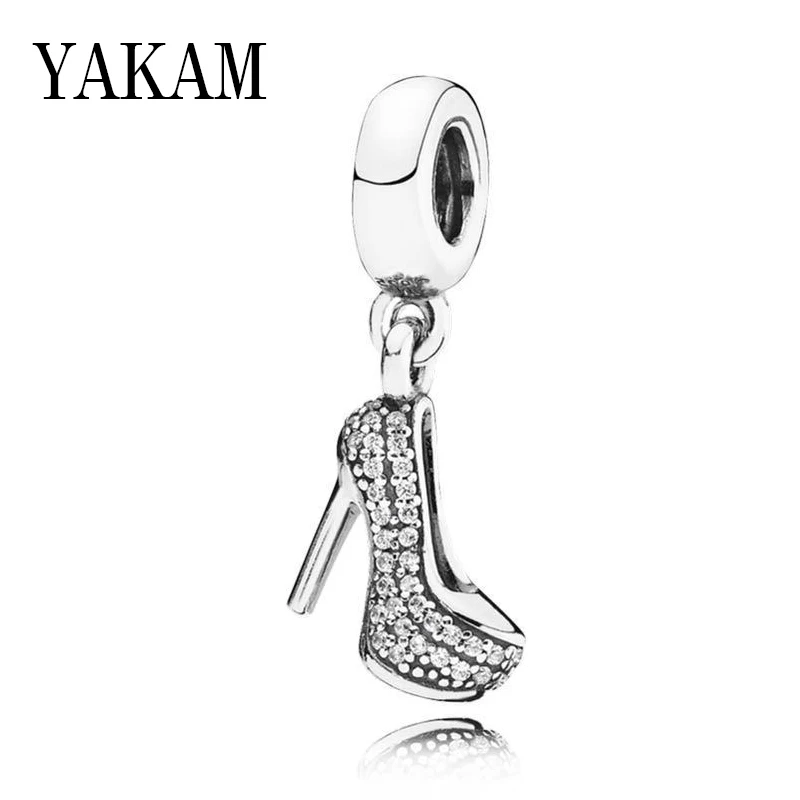 

Cubic Zirconia High Heels Shoes Pendant Beads DIY Fit Original Pandora Charms Bracelet Pulseras Shoe Dangle Bayan Luxury Jewelry