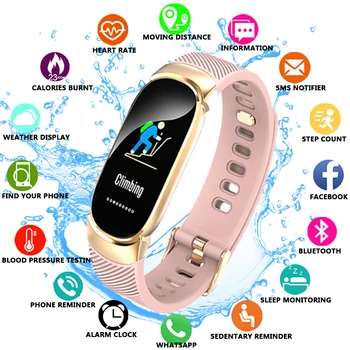 

New IP68 Waterproof Smart Watch Women Heart Rate Monitor Men Fitness Smart Bracelet Tracker Sport Smartwatch For Android IOS+Box