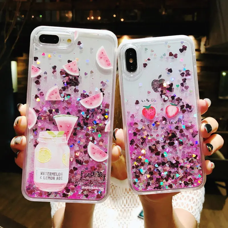 

Phone Case For iPhone X XR XS XS Max PC TPU Shockproof case For iPhone 7 8 6 S Plus quicksand Patterned cute protective cover