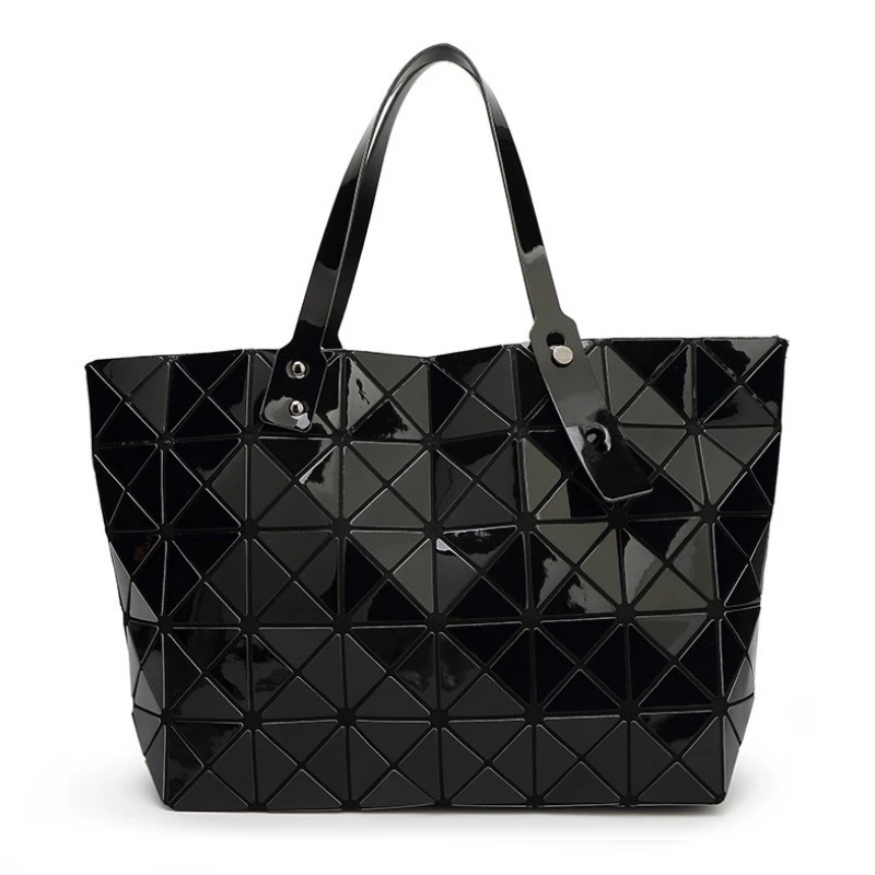

Women 7*8 With Logo Bag Lady Geometry Package Sequins Mirror Saser Plain Split Joint Mujer Mosaic Top Handle Bag Tote