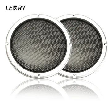 

LEORY 2pcs 8 inch Speaker Decorative Circle with Black Round Mesh Protective Grille Silver DIY Car Speaker Grille