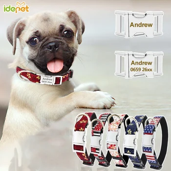 

Free Engraved Dog Collar Personalized Nylon Pet Dog Tag Collar Custom Puppy Cat Nameplate ID Collars Adjustable For Large Dogs