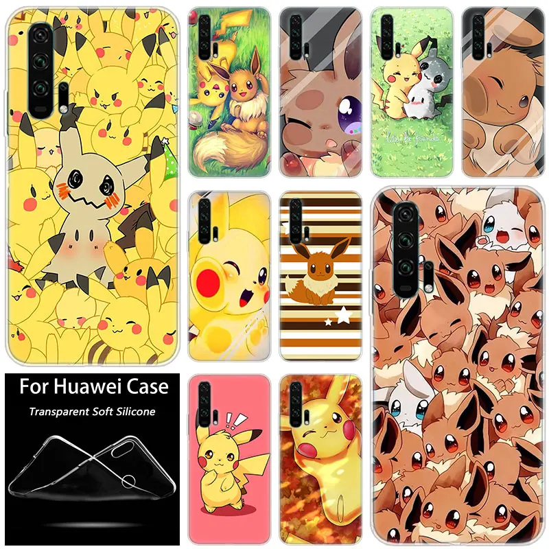 

Hot Pokemon Pikachu and Eevee Silicone Case for Huawei Honor 20 8A 7A Pro 10 9 8 Lite View 20 7S 8S 8X 7X 6X 8C 20i 10i Play TPU