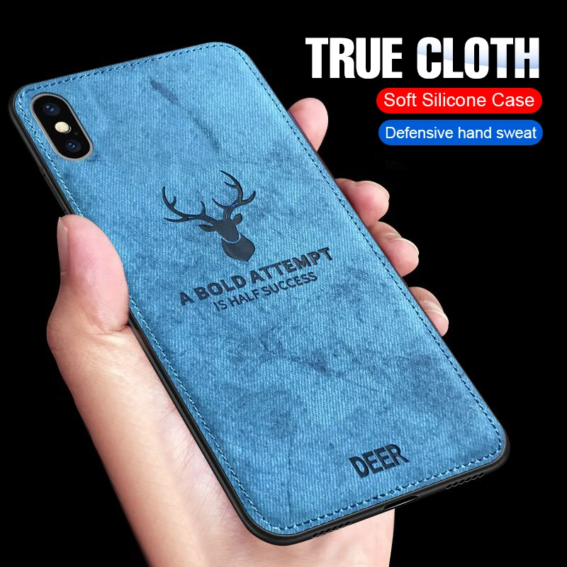 

Luxury Cloth Deer Case For IPhone X 6 7 8 6s Plus Phone Case Soft Cover For IPhone 6 6s 7 8 X Plus Silicone Shockproof Full Case
