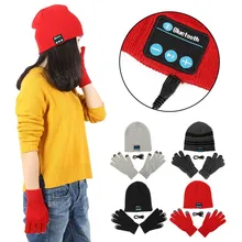 Warm Soft Smart Headset Bluetooth Wireless Beanies Hats + Gloves Set for Women Men Unisex Caps Headphone Speaker