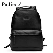 Padieoe Neue Designer Koreanische Stil Männliche Rucksack Luxusmarke Schwarz Echtleder Rucksack Fashion Solid Männer Casual Daypacks