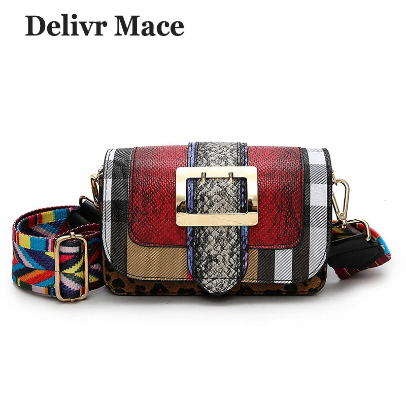 Wide Strap Cross Body Bag Small Leather