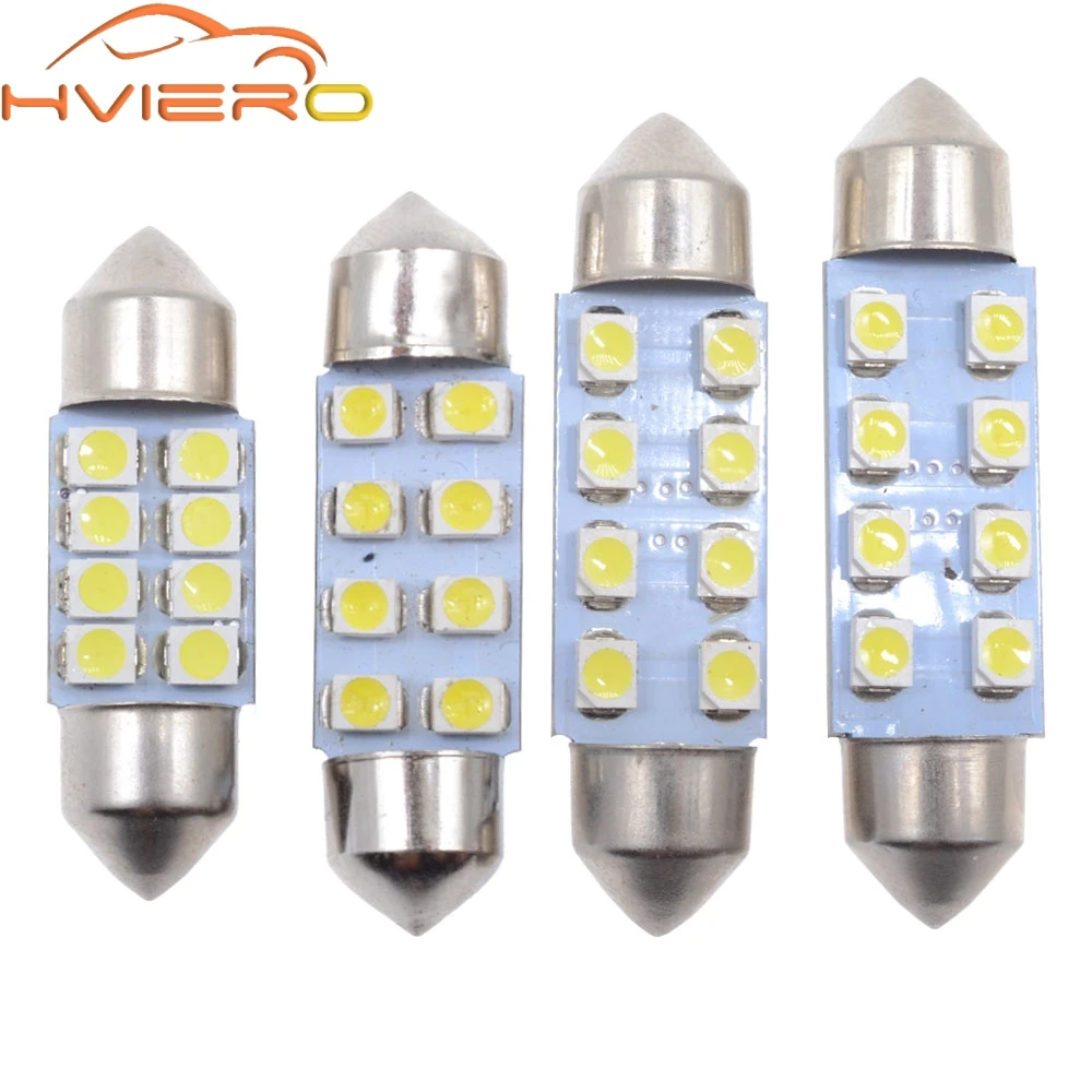 

2pcs / lot 31mm 36mm 39mm 41mm 1210/3528 8SMD Car Auto Interior 8 LED 3528 SMD Light White Festoon led Dome Lamp Bulb