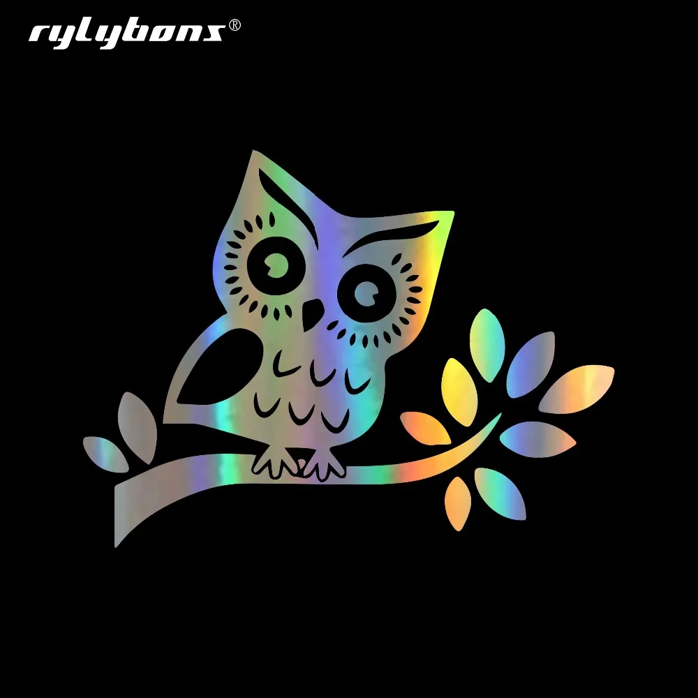 

Rylybons 16X12CM Cute Owl Standing On A Tree Funny Vinyl Door Decals Car Stickers Motorcycle Car-styling For Auto Products