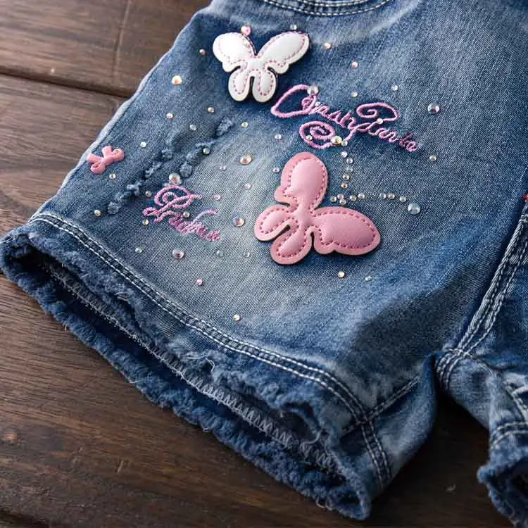 Детский джинсовый комбинезон с принтом бабочек на возраст 12 6 лет|denim girls|short pants for