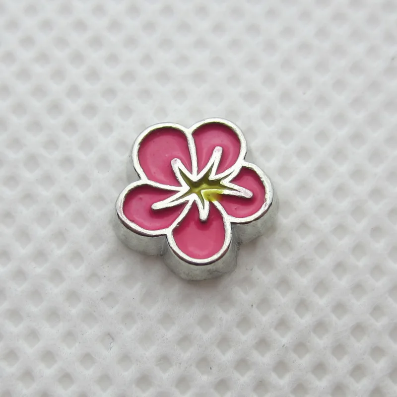 

New Arrival 20pcs/lot Pink Flower Floating Charms Living Glass Memory Lockets Pendants DIY Jewelry Accessories Charm