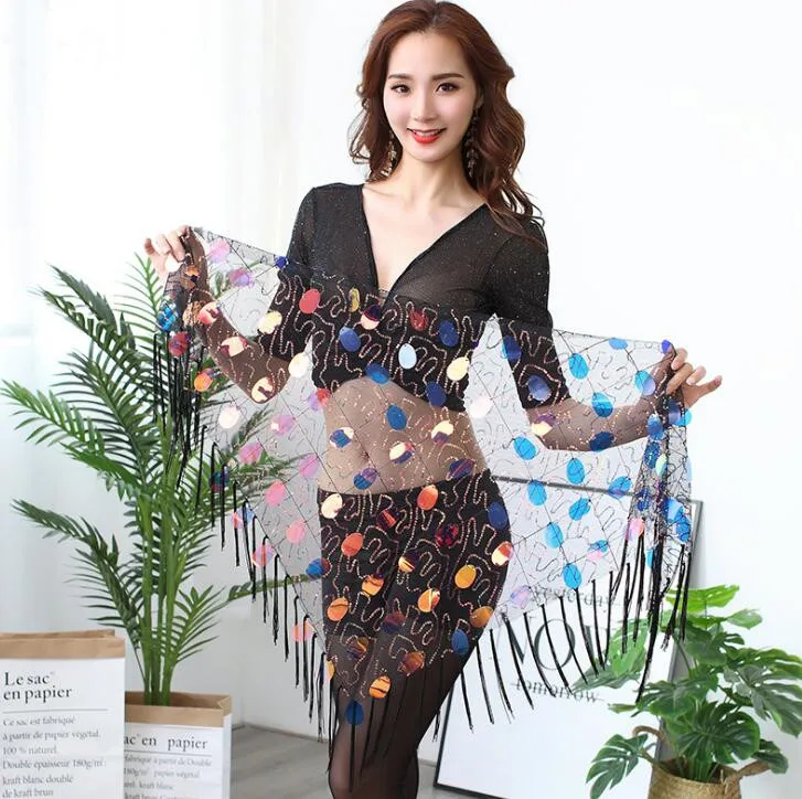 

Women's Belly Dancing Belt Colorful Waist Chain Belt Belly Dance Hip Scarf Skirt Black