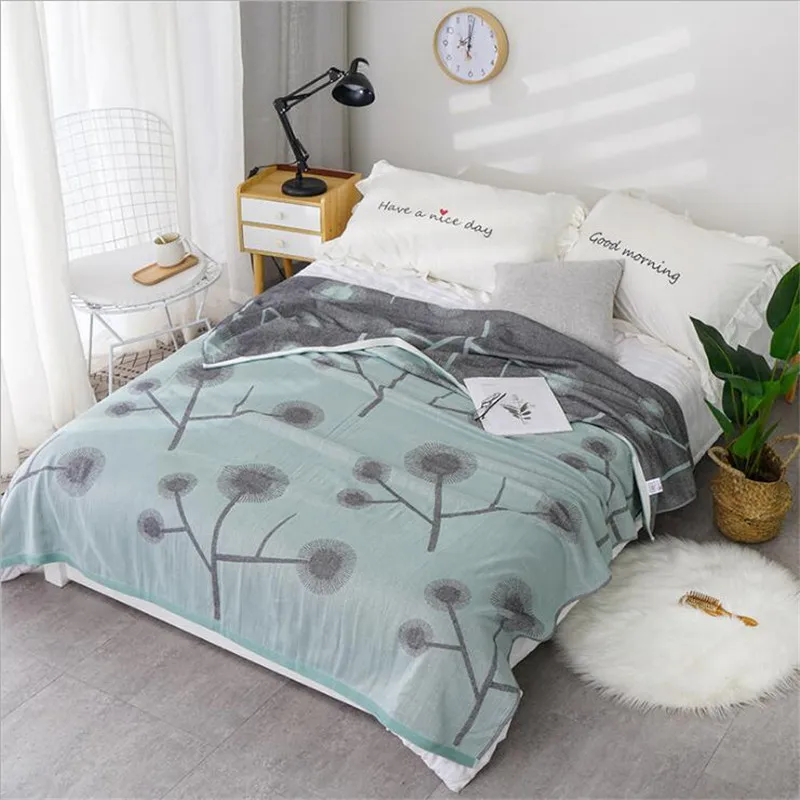 

2 layers Soft Lightweight bamboo Cotton Muslin Blanket Quilt Adult Bedding Coverlet Bedspread 150x200cm