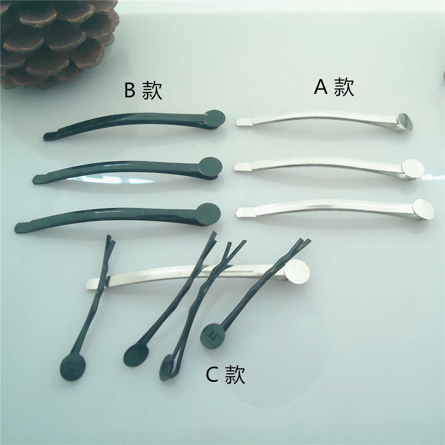 

100pcs/lot 65mm Strong Black Silver Hair Clip Barrettes Metal Base Blanck Pad For Hairpin Handmade Jewelry Diy Making Components
