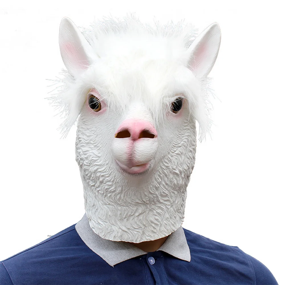 

Making-up Ball Performing Animal Style Alpaca Latex Mask Full Face Head Halloween Costume Cosplay Party Crops For Adult