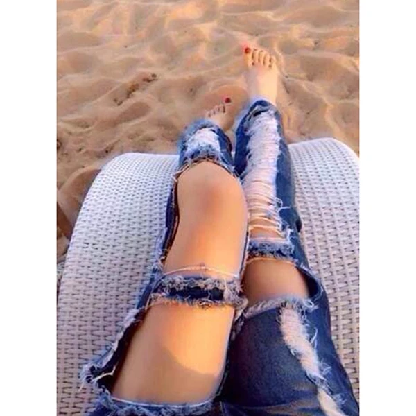 fully ripped jeans womens