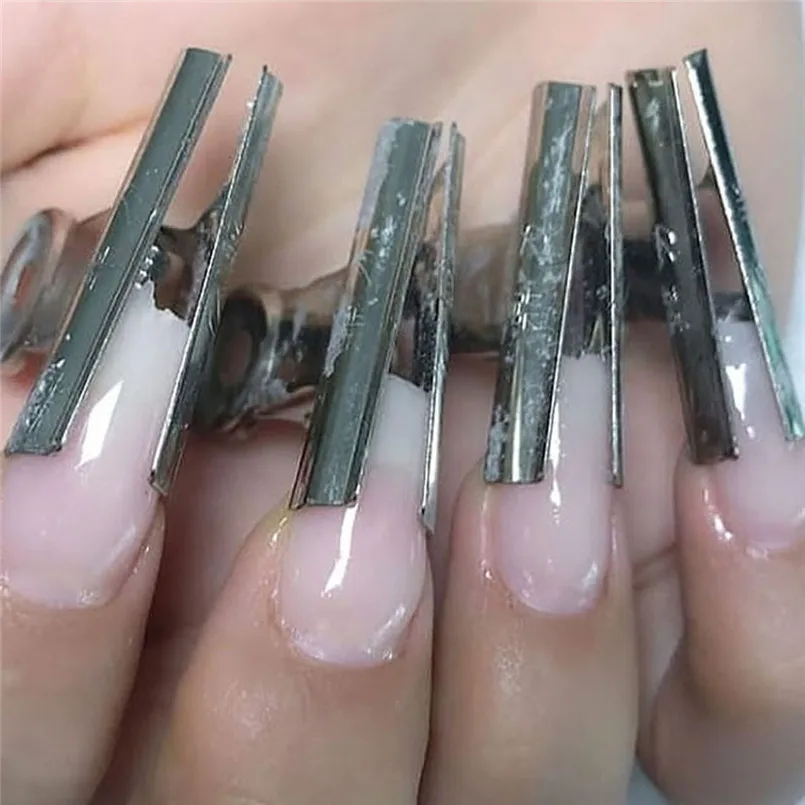 

6pcs Professional Nails Form Tips Nail Art Form Multi Function Curve Nail Pinching Clips Tool Acrylic Nails Pinchers N1