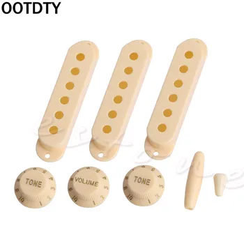 

OOTDTY 8pcs SSS Pickup Cover Volume Tone Knob Switch Tip Set For Electric Guitar ST Cream