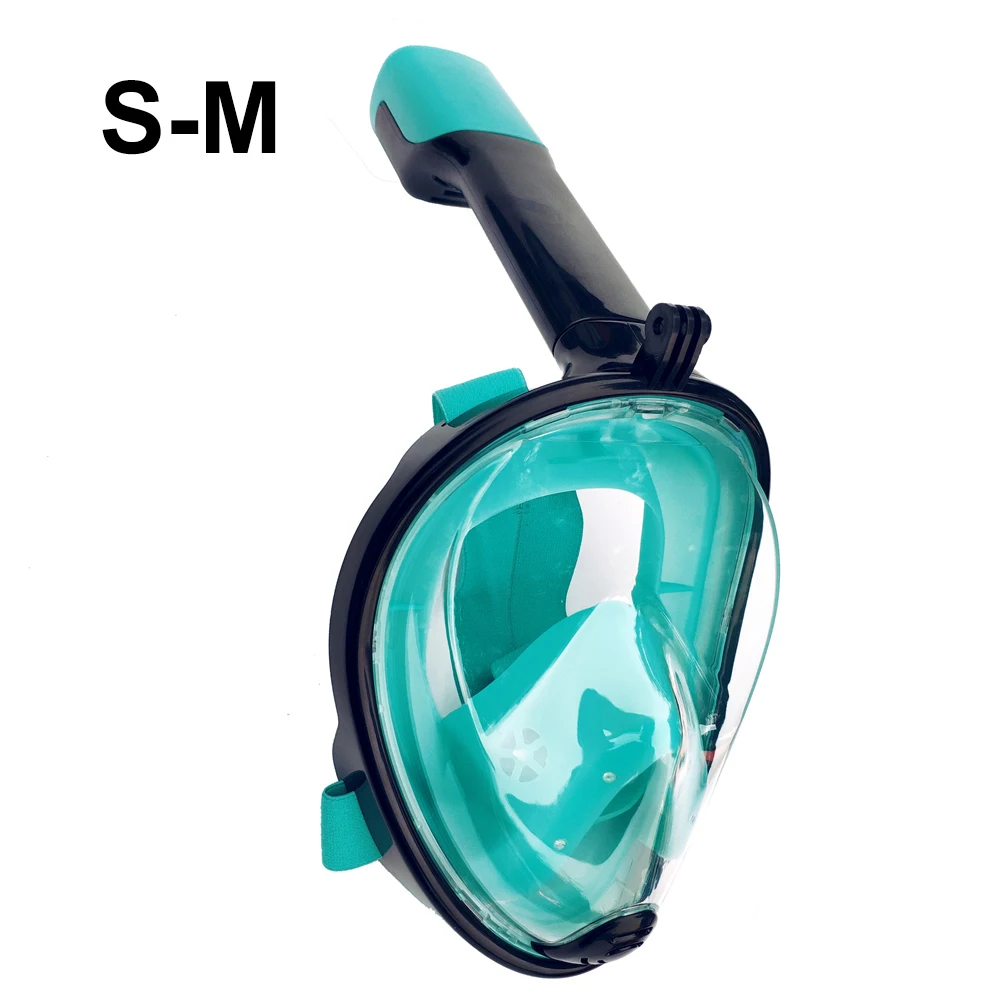 Маска для плавания, трубка, маска 180, панорамный вид, дыхательная маска для всего лица, для подводного плавания, анти-туман, анти-утечка для взрослых и детей - Цвет: S-M