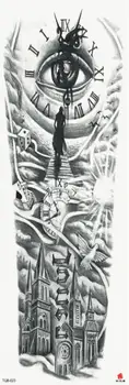 

Full Arm Waterproof Temporary Tatoo Sticker Fake Tattoo Eye Clock Bird Pagoda Leg Big Size Flash Tatto Dleeve for Men Women Arm