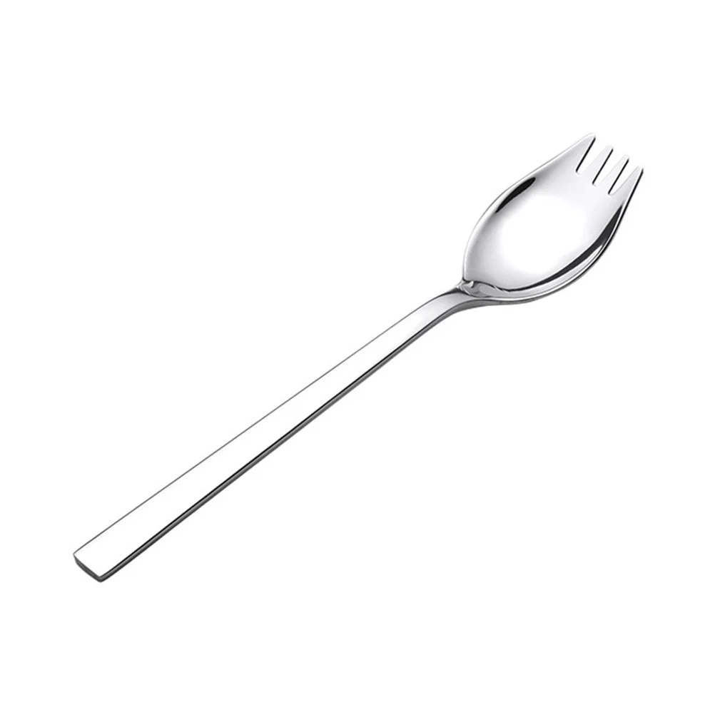 

Stainless Steel Sleek Practical Three Tooth Salad Dinner Serving Spoons Cream Spoon Long Handle Heavy Duty Spork Dessert Spoon