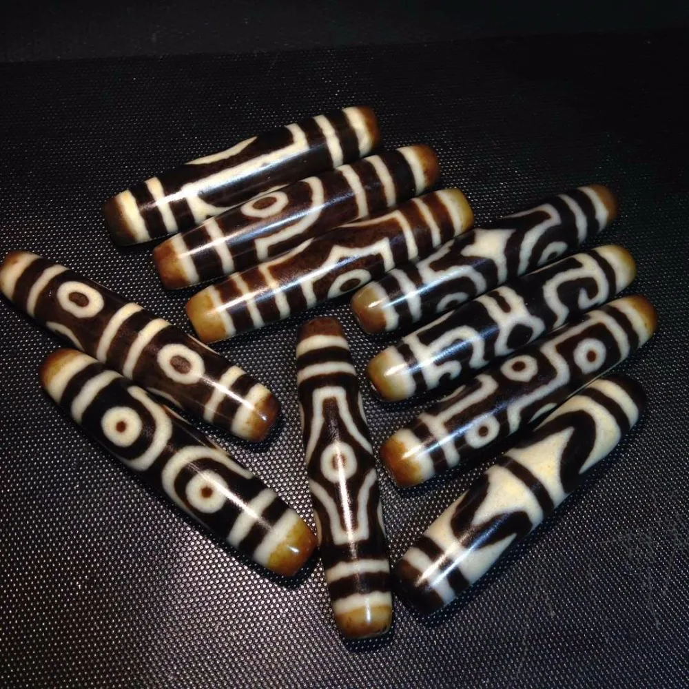 

Hot!!! Approx 12mm*60mm 10pcs/lot Tibetan Mystical Agate Dzi DIY necklace Prayer Mala Gift Free Shipping