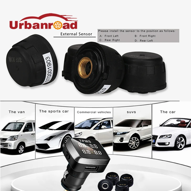 Smart Wireless Car TPMS Tire Pressure Monitoring System Universal Auto TPMS Tire Pressure Alarm System With 4 Sensors For Ford tp630 tpms car smart bluetooth tpms tire pressure psi bar temperature alarm system for android for ios 4 sensors