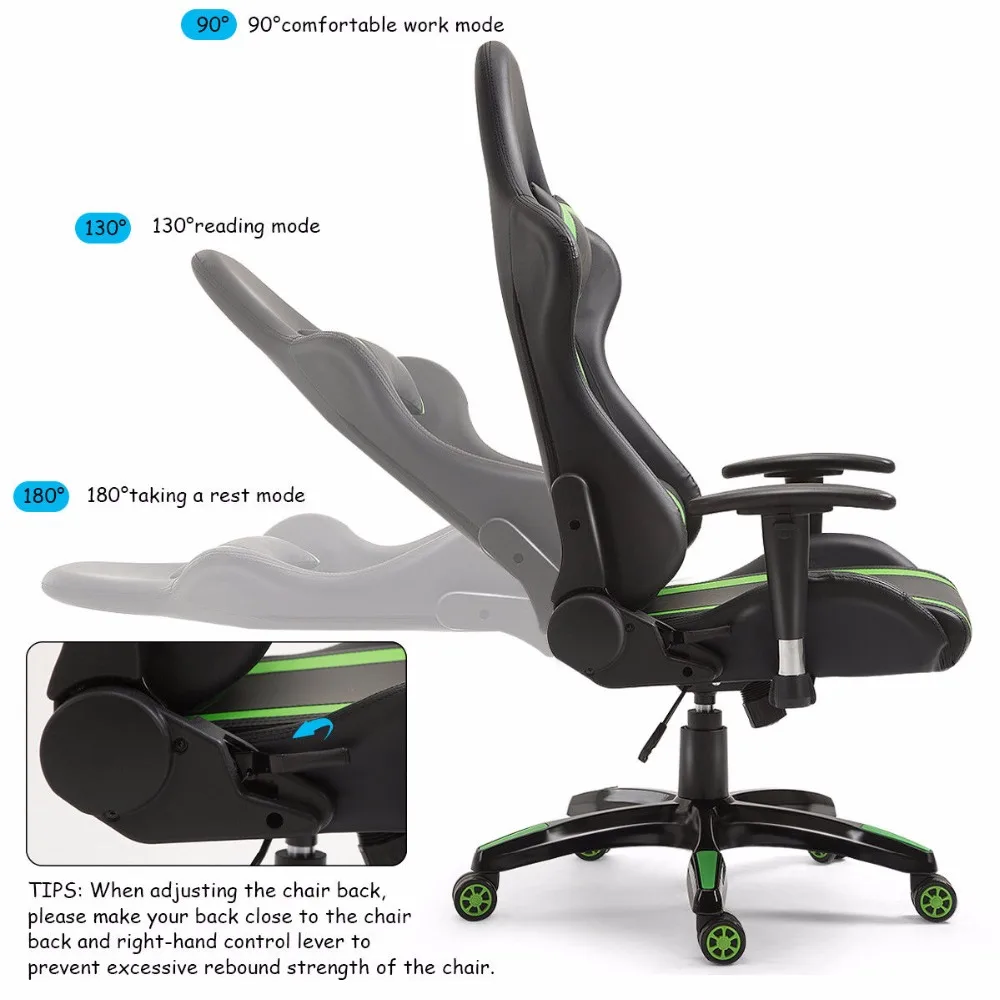  Giantex Racing Style High Back Gaming Chair Reclining Chair Office Computer Office Furniture HW5941