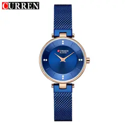 CURREN Кварцевые для женщин часы лучший бренд класса люкс модные наручные дамы сетки часы из нержавеющей стали подарок Relogio Feminino 9031