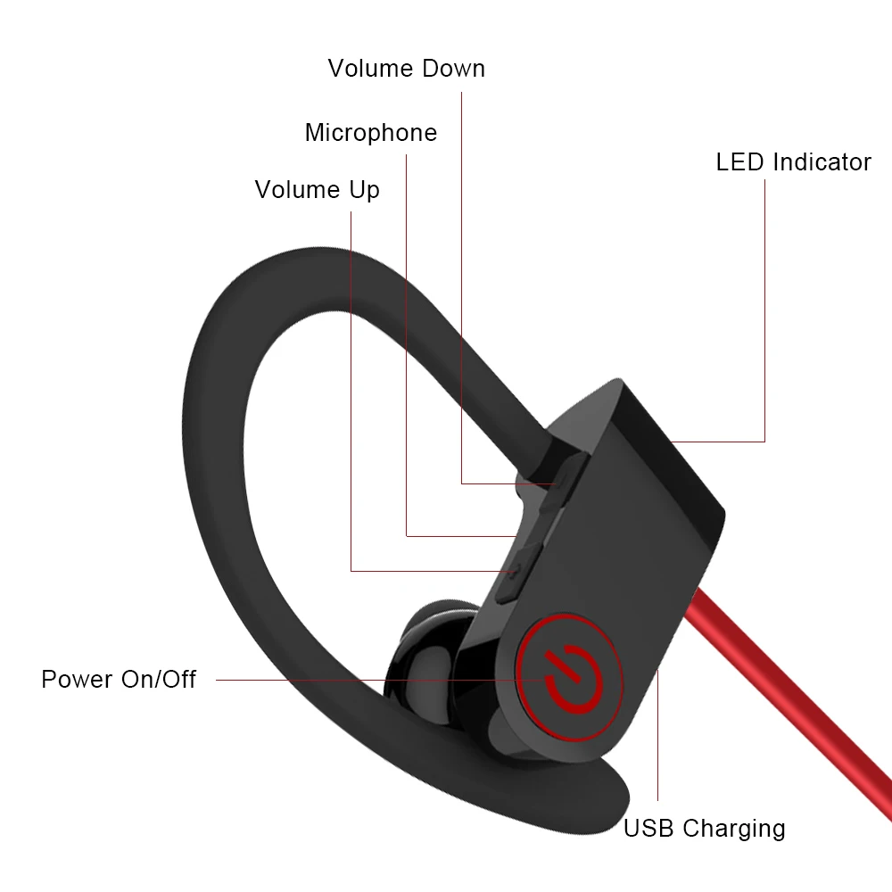 Bluetooth наушники с микрофоном Bluetooth наушники для телефона водонепроницаемые беспроводные наушники спортивные басы для Xiaomi samsung