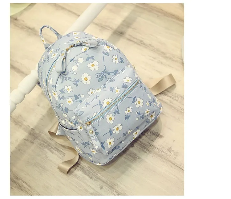 Женский летний рюкзак с цветочным принтом; Милая школьная сумка для девочек из искусственной кожи; маленькие дорожные сумки; Mochila; женский рюкзак