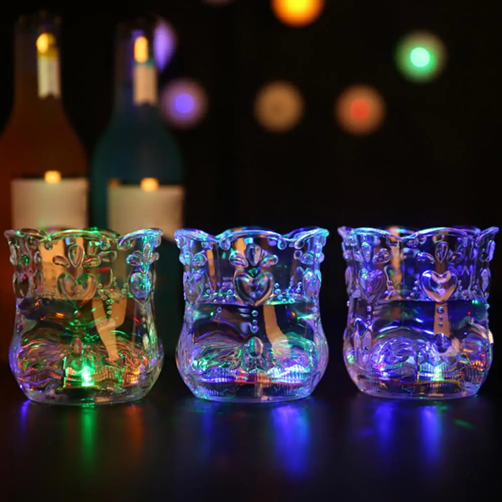 

1pc Acrylic LED Flashing Color Change Water Activated Light up Beer Whisky Cup Mug Drinking Cups Hot
