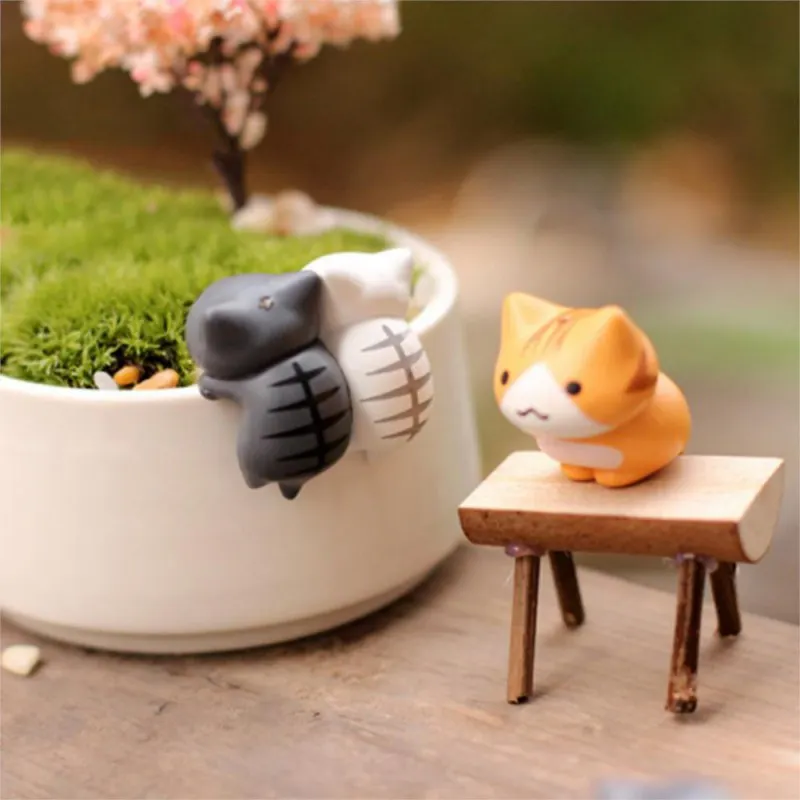 6 Pcs/Set Cute Cartoon Lucky Cats Micro Landscape Kitten Microlandschaft Pot Culture Tools Garden Decorations Miniatures