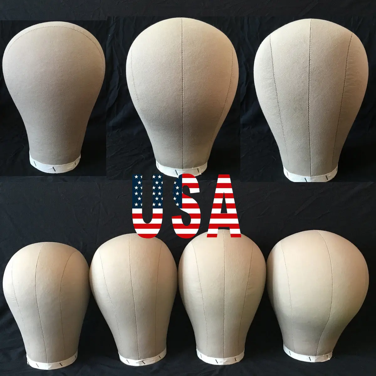 USA 21-24'' Canvas Head Wig Making Mannequin Model Block Head t Cap Hat Display Stand