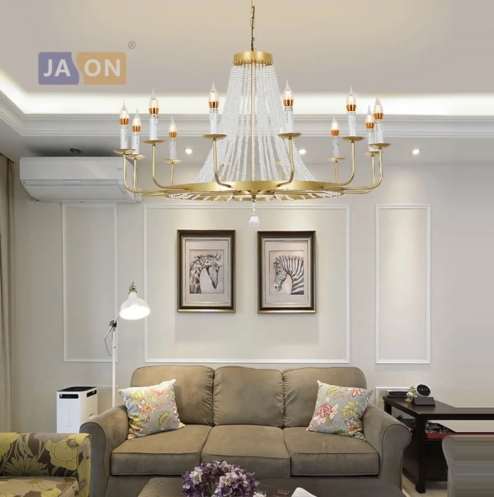 

led e14 American Iron Crystal Chandelier Lighting Lamparas De Techo Suspension Luminaire Lampen For Foyer Bedroom