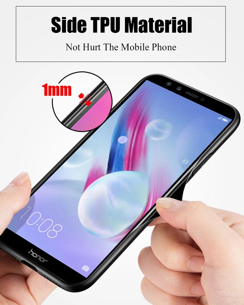 Hisomone Marble Phone Case On For Huawei Honor 9 Lite Texture Tempered Glass Back Case Cover For Huawei P Smart P20 Lite