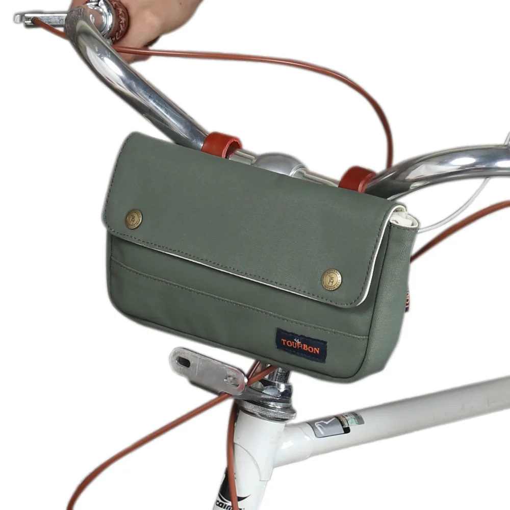Tourbon Retro Canvas font b Bicycle b font Handlebar font b Bag b font Tube Pouch