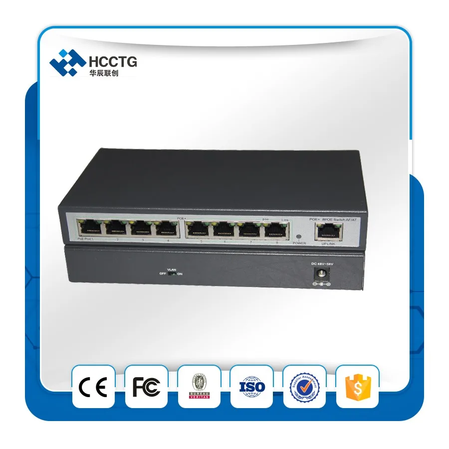 9 Порты 8 коммутатор питания через ethernet HCC-208EP-E совместимый сетевой камеры питание PoE 48 V сетевой коммутатор