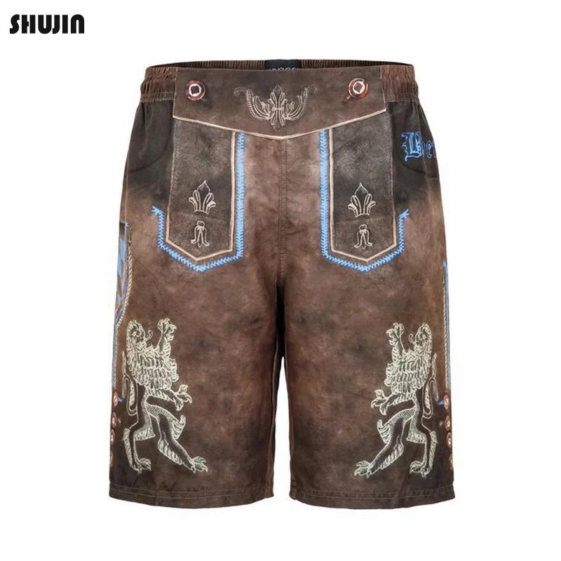 

SHUJIN 2019 Summer Men Shorts Oktoberfest Swim Trunks Pockets Shorts Quick Dry Beach Swimwear Drawstring Waist Swimwear Male